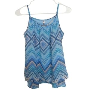 Beautees Light Blue Chevron Layered Tank Top Size Large